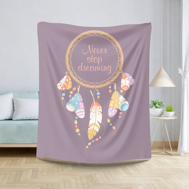 Tribal Boho Dreamcatcher on Purple Quote Sherpa Blanket (Creator Uploaded)
