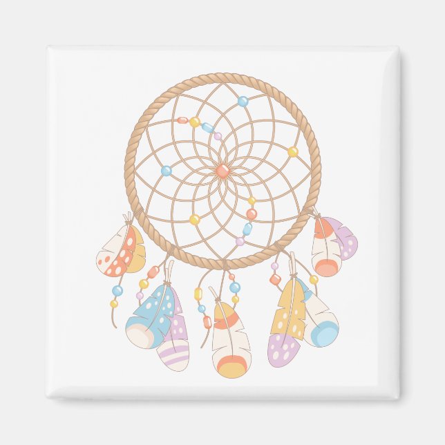 Tribal Boho Dreamcatcher On White Magnet (Front)