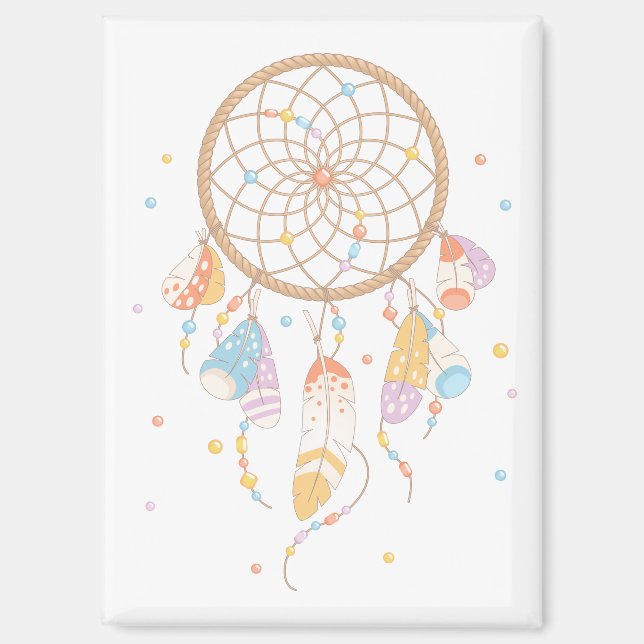 Tribal Boho Dreamcatcher On White V2 Magnet (Front)