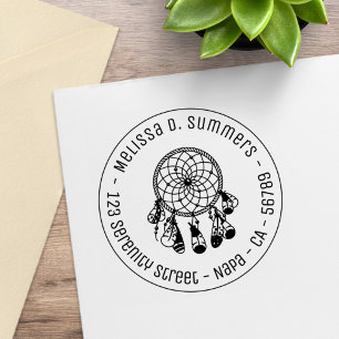 Tribal Boho Dreamcatcher Round Address 3 Rubber Stamp