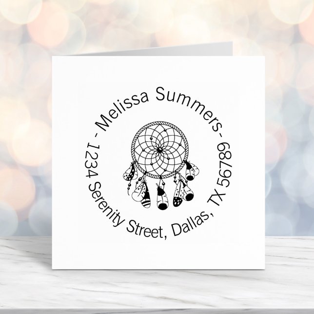 Tribal Boho Dreamcatcher Round Address Self-inking Stamp (Creator Uploaded)
