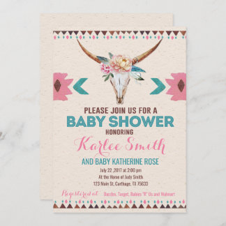 Tribal Boho Floral Baby Shower Invitation
