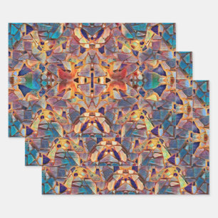 Tribal Boho Hippie Purple Yellow Blue Pattern Wrapping Paper Sheet