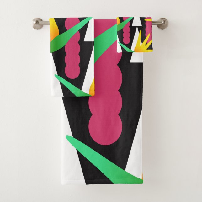 Tribal Bold Paradise Floral Colourful Pattern Bath Towel Set (Insitu)