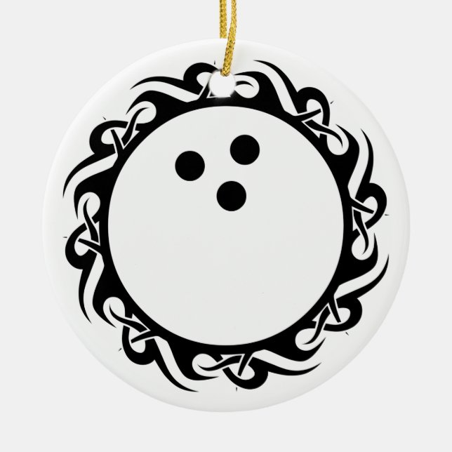 tribal bowling ball ceramic ornament (Front)
