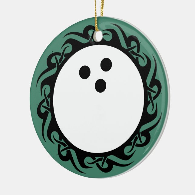 tribal BOWLING Ceramic Tree Decoration (Left)