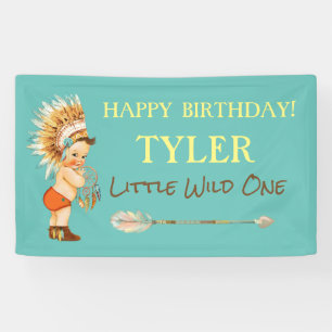 Tribal Boy Headdress Native American Arrow Banner