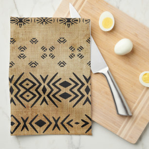 Tribal Brown Beige Tea Towel