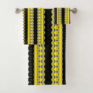 Tribal Brown & Black Pattern Bath Towel Set