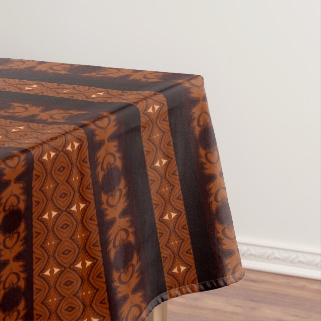 Tribal Brown & Black Pattern Tablecloth (In Situ)