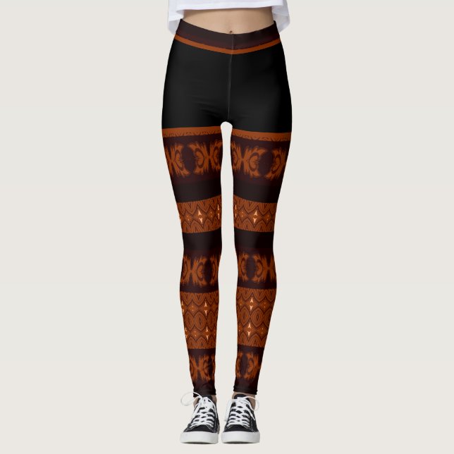 Tribal Brown Pattern Leggings (Front)