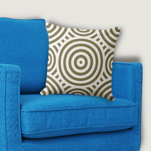 Tribal Brown & White Nested Circle Pattern Cushion