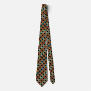 Tribal Buffalo Art Nouveau Stained Glass Satin Dot Tie
