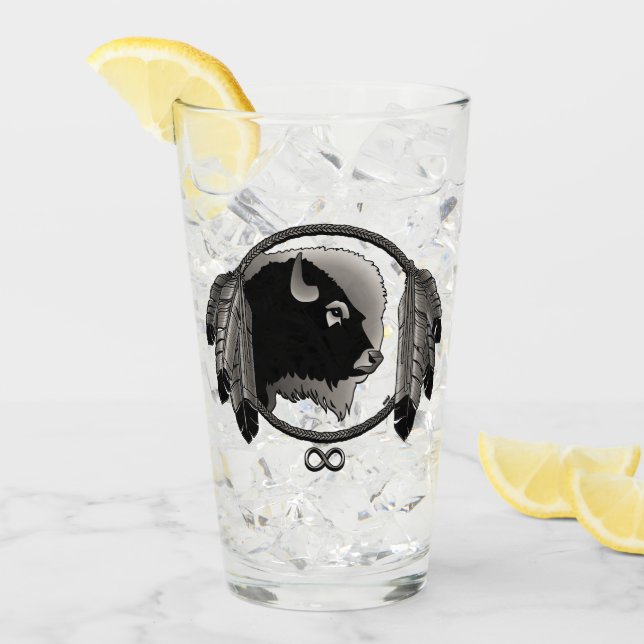 Tribal Buffalo Glasses Metis Art Glass Personalise (Front Ice)