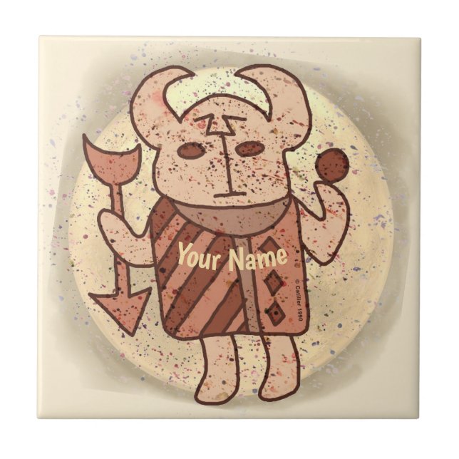 Tribal Bull Rune  Ceramic Tile (Front)