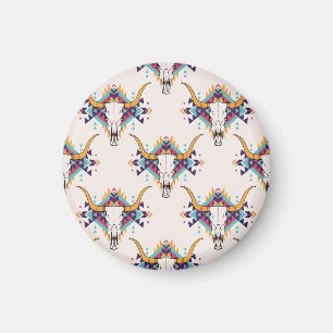 Tribal Bull Skull: Boho Seamless Magnet