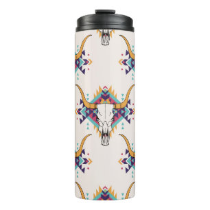 Tribal Bull Skull: Boho Seamless Thermal Tumbler