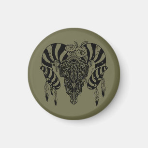 Tribal bull skull magnet