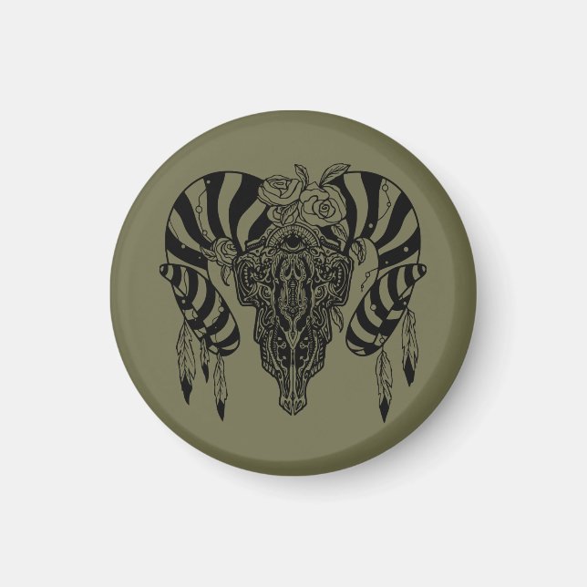 Tribal bull skull magnet (Front)