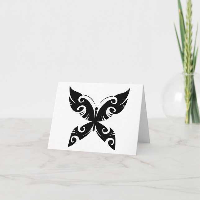 Tribal Butterfly Tattoo Bold Black Ink Style  Card (Creator Uploaded)