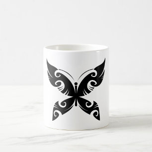 Tribal Butterfly Tattoo Bold Black Ink Style  Coffee Mug