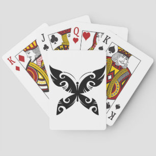 Tribal Butterfly Tattoo Bold Black Ink Style  Playing Cards