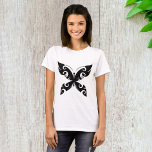 Tribal Butterfly Tattoo Bold Black Ink Style  T-Shirt