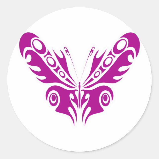 Tribal Butterfly Tattoo Design Classic Round Sticker (Front)