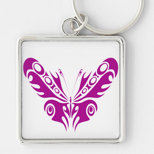 Tribal Butterfly Tattoo Design Key Ring (Front)