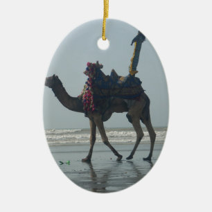 Tribal Camel Ride: Morning Tide Sands & Sea Ceramic Ornament