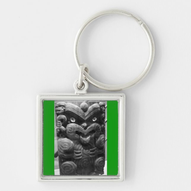 Tribal Carving B+W Key Ring (Front)