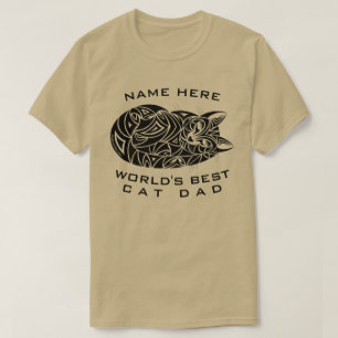 Tribal Cat Sleeping Funny Worlds Best Cat Dad T-Shirt