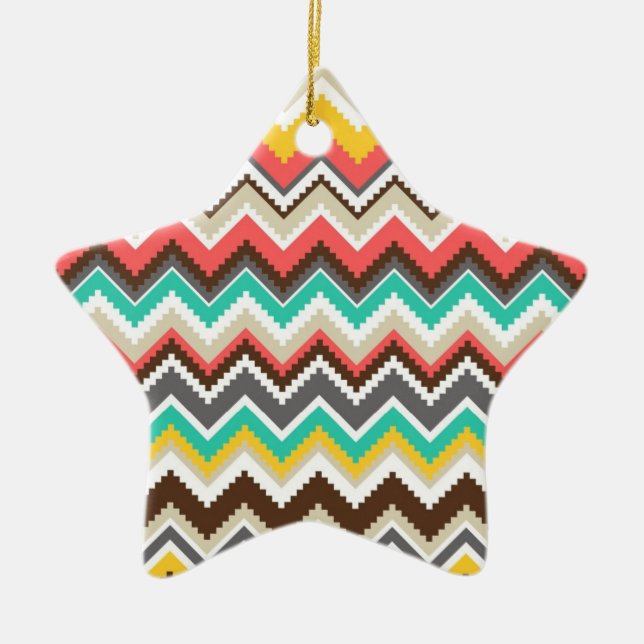 Tribal Chevron Ceramic Ornament (Front)