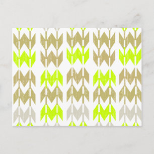 Tribal chevron geometric abstract neon pattern postcard