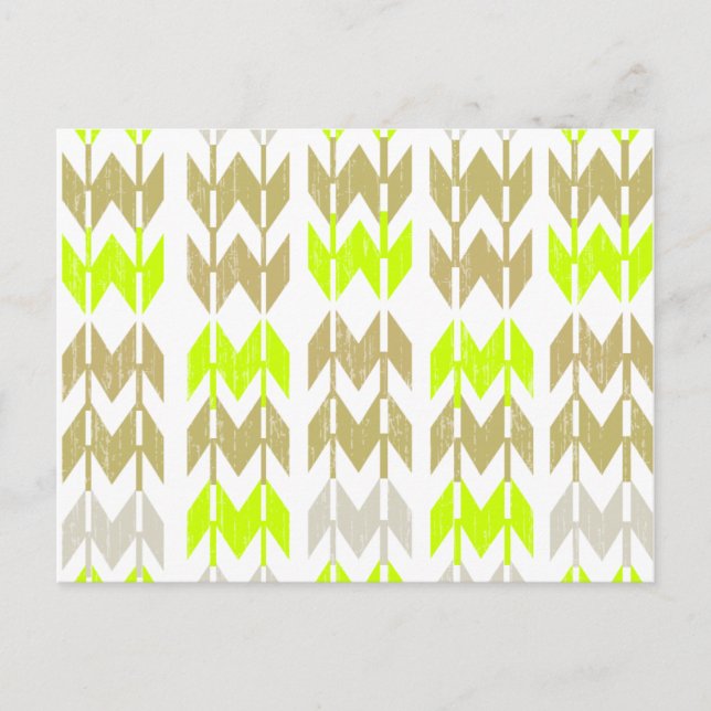 Tribal chevron geometric abstract neon pattern postcard (Front)