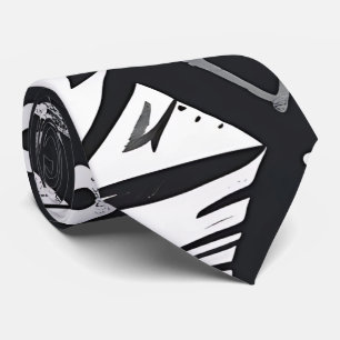 Tribal Chic Black & White Geometric Abstract Art Tie