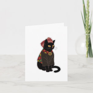 Tribal Chief Black Cat Greeting Card