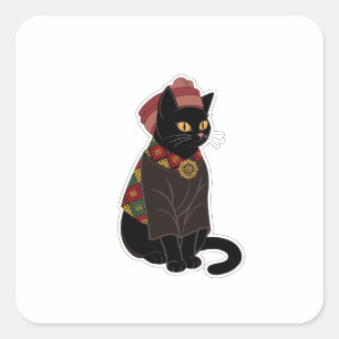 Tribal Chief Black Cat Sticker