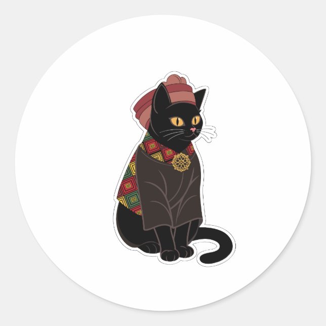 Tribal Chief Black Cat  Sticker (Front)