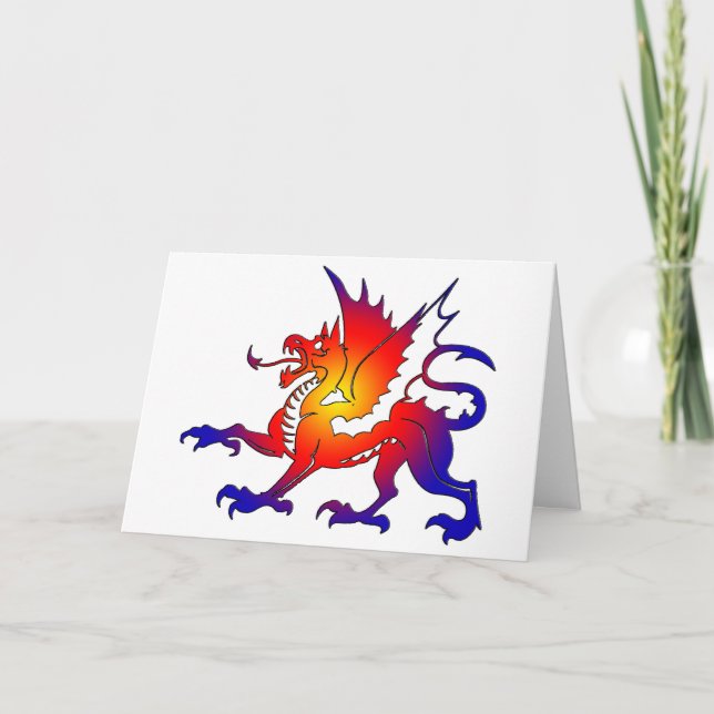 Tribal Colour Dragon Greeting Card (Front)