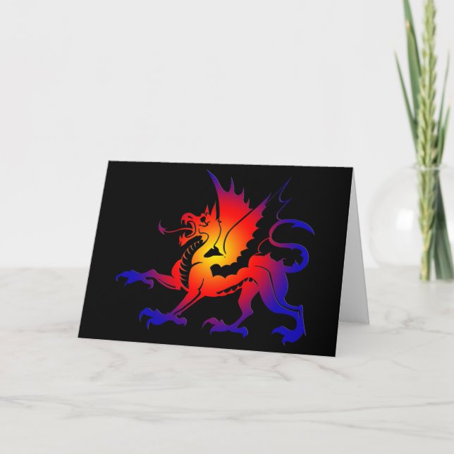 Tribal Colour Dragon Greeting Card II (Front)