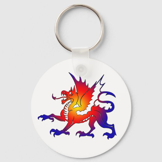 Tribal Colour Dragon Keychain (Front)