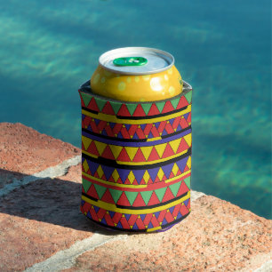 Tribal Colourful Ethnic Geometric African Can Cooler