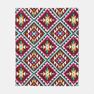 Tribal Colourful Geometry: Ethnic Vintage Beauty. Fleece Blanket