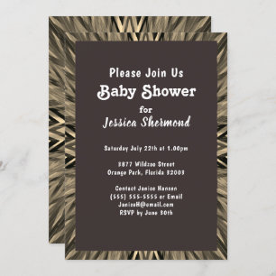 Tribal Copper Sepia Abstract Baby Shower Invitation