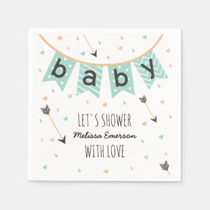 Tribal Custom Baby Shower Napkins   Neutral Mint