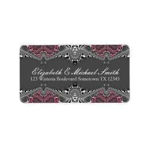 Tribal Dark Pink Damask Address Stickers Label