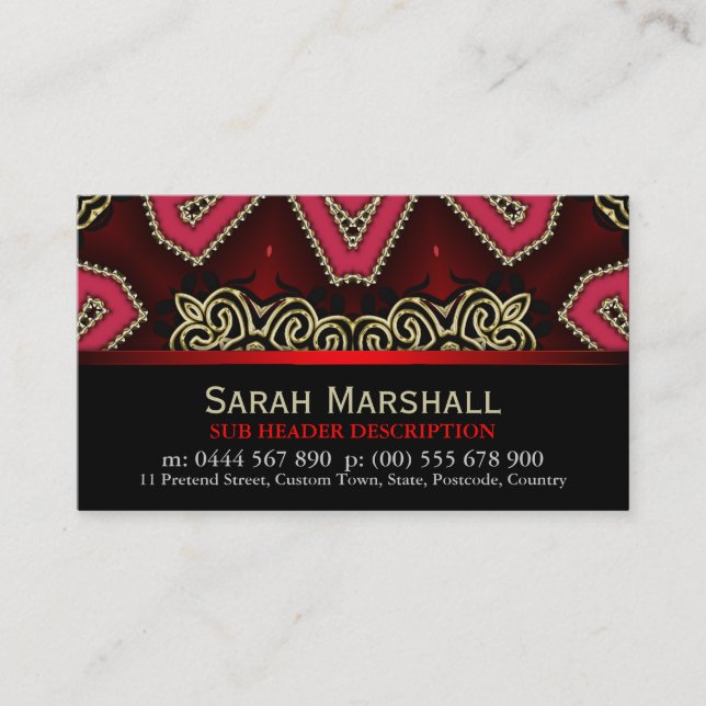 Tribal Decor Red+Black w/ Logo Business Card (Front)