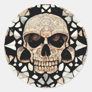 Tribal Decorative Ornament Mayan Skull Art Classic Round Sticker