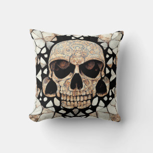 Tribal Decorative Ornament Mayan Skull Art Cushion